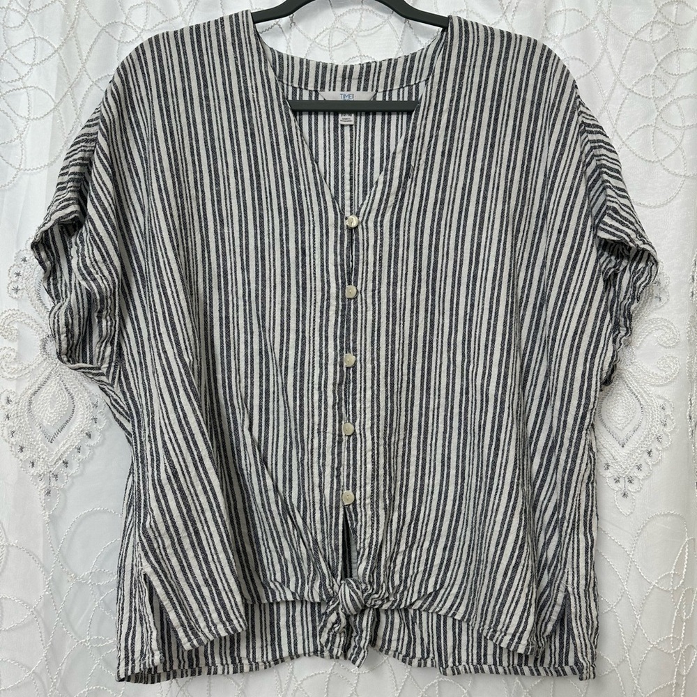 Striped Button-Down Blouse